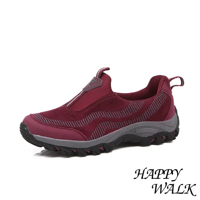 【HAPPY WALK】流線造型舒適機能防滑強化健步鞋(酒紅)