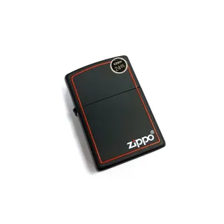 【Zippo】紅框黑烤漆Zippo Logo 大 打火機(218ZB)