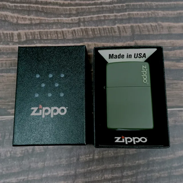 【Zippo】軍綠烤漆Zippo Logo 大 打火機(221ZL)