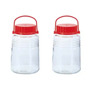 【ADERIA】日本進口手提式梅酒醃漬玻璃瓶4L-2入組(醃漬 梅酒罐 玻璃)
