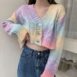 【BBHONEY】彩虹暈染混色毛衣針織開衫上衣(網美必備款)