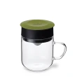 【PO:】2入組手沖咖啡(咖啡玻璃杯350ml-黑藍+咖啡玻璃杯240ml-橄欖綠)