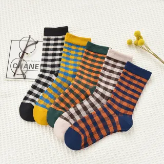 【Socks Form 襪子瘋】日系格紋學院風中筒襪(5色)