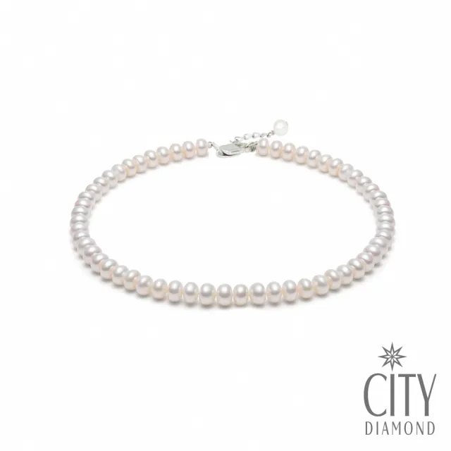 【City Diamond 引雅】網路獨家 天然扁圓淡水珍珠4-5mm短版頸鍊-35cm(珠潤月詠系列)