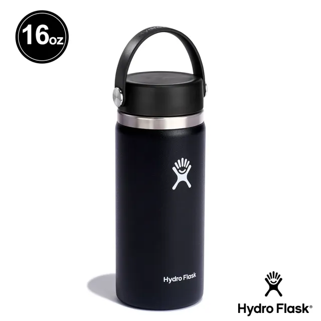 【Hydro Flask】16oz/473ml 寬口提環保溫杯(時尚黑)(保溫瓶)