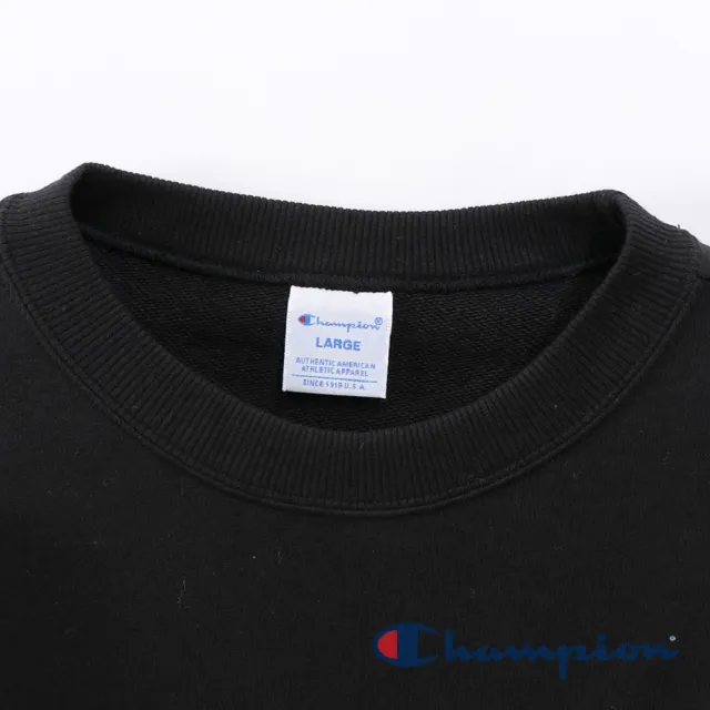 【Champion】官方直營-Basic草寫Logo長袖大學Tee-男(黑色)