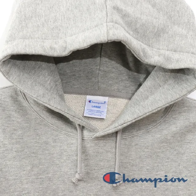 【Champion】官方直營-BASIC草寫Logo連帽長袖Tee-男(灰色)