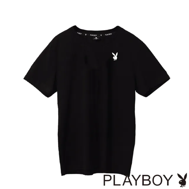 【PLAYBOY】藝術感LOGO上衣(黑色)