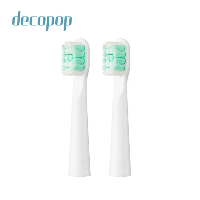 【decopop】極淨鑽白音波電動牙刷 杜邦刷毛刷頭2支入(DP-253-001)