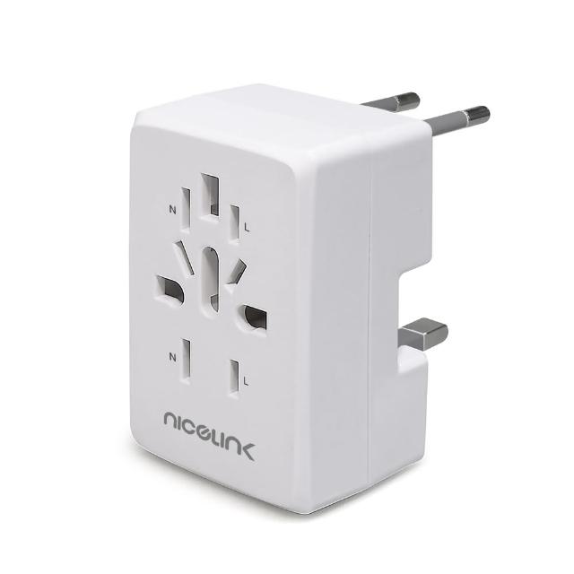 【NICELINK 耐司林克】福利品全球通用 旅行萬用轉接頭(US-400A 可接兩設備)