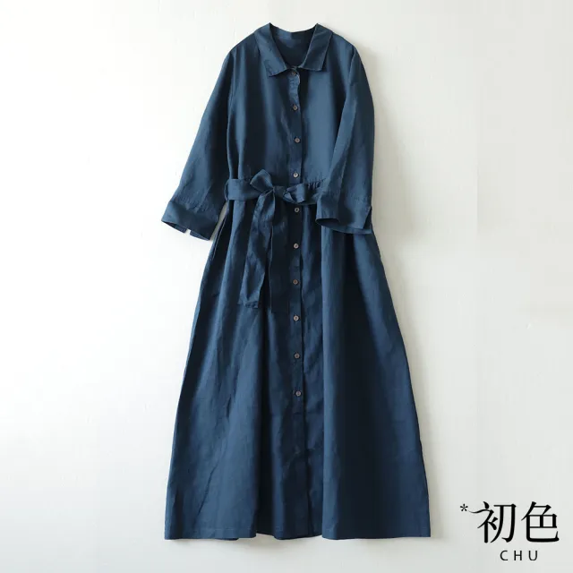 【初色】涼爽透氣日系寬鬆棉麻風連身裙洋裝-5款任選-60931(M-2XL可選)