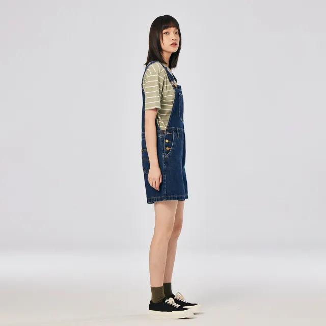 【Lee】女裝 吊帶短褲 / 休閒百搭 深藍洗水(LL220157190)