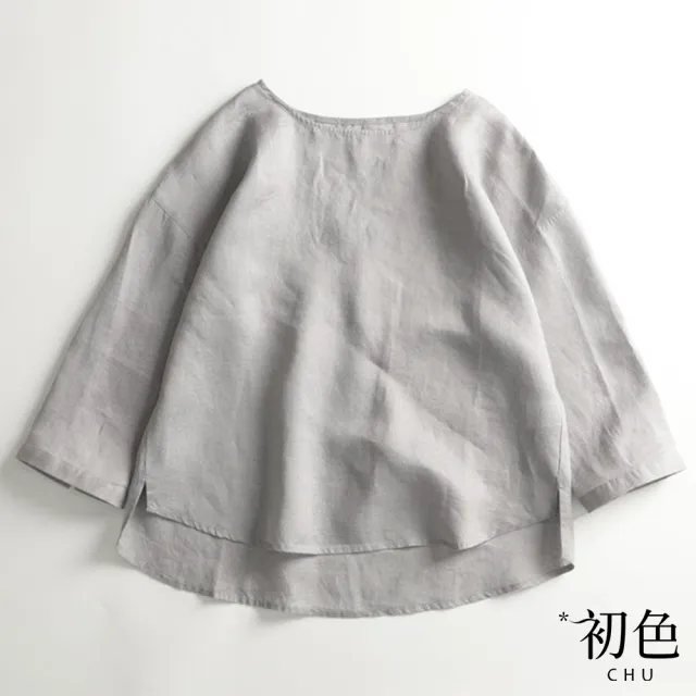 【初色】日系亞麻風娃娃款上衣女上衣-共4色-61031(M-2XL可選)