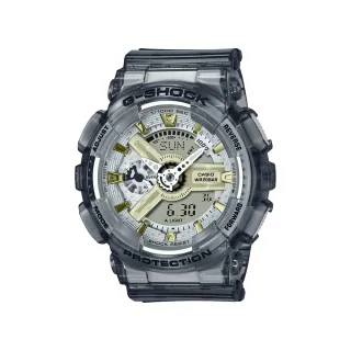 【CASIO 卡西歐】G-SHOCK 金屬光澤 半透明雙顯手錶(透灰 GMA-S110GS-8A)