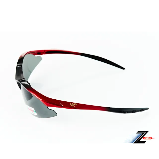 【Z-POLS】黑紅漸層高階TR90框體材質 搭載Polarized頂級偏光運動眼鏡(輕巧彈性配戴舒適抗UV400)
