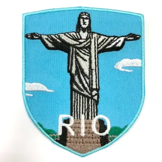 【A-ONE 匯旺】巴西 里約 熱內盧 耶穌雕像 地標背膠刺繡布章 貼布 布標 燙貼 徽章 肩章(NO.208)