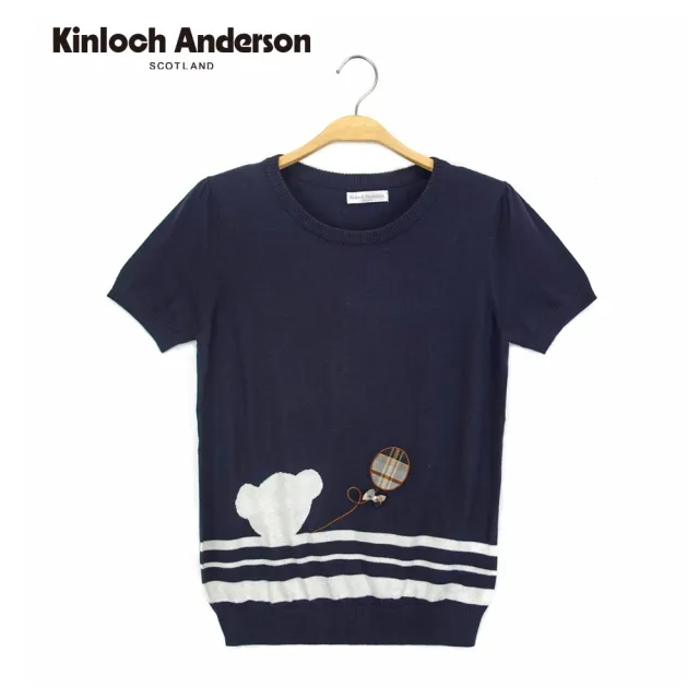 【Kinloch Anderson】圓領小熊針織上衣  金安德森女裝(藏青)