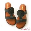 【amai】韓系簡約編織平底涼鞋 拖鞋 G246BK(黑色)
