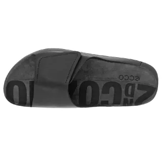 【ecco】2ND COZMO W 科摩休閒柔軟皮革涼拖鞋 女鞋(黑色 20680301001)
