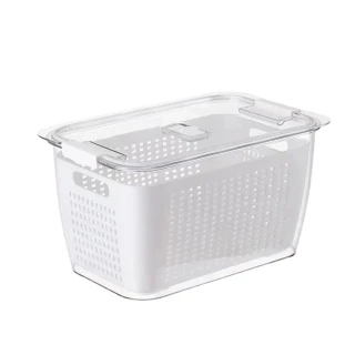 【CS22】日式多功能雙層瀝水大容量冰箱保鮮收納盒2色(大容量4.5L/4入)