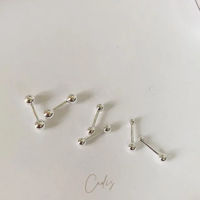 【CADIS 肯蒂斯】小球珠3mm圓珠鎖針｜純銀(懶人耳針款B4-11)