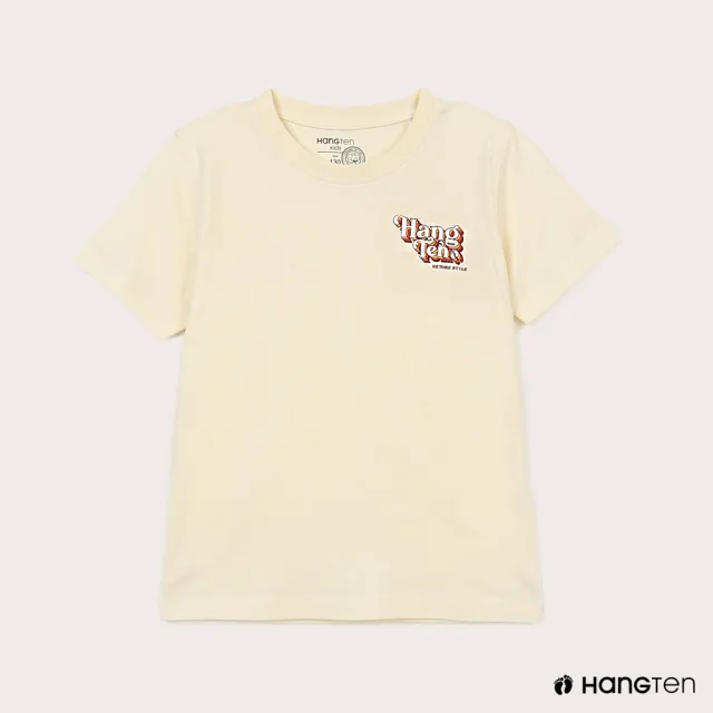 【Hang Ten】童裝-有機棉美式復古LOGO印花T恤(米白)