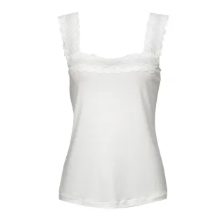【Wacoal 華歌爾】美姿衣-冰牛奶纖維 M-LL寬蕾絲肩帶背心 保濕護膚-LT534622CR(牛奶白)