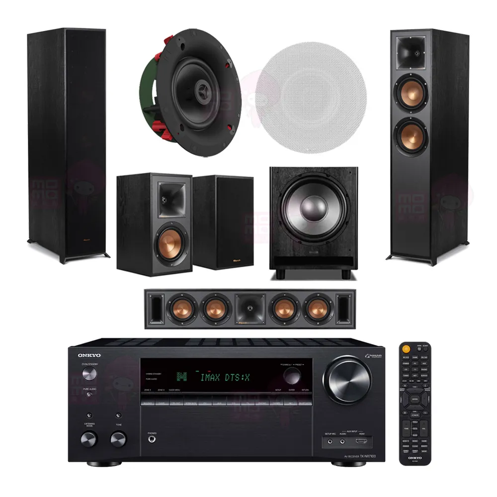 【ONKYO】TX-NR7100+R-625FA+R-34C+R-41M+CS-16CII+MS-450(擴大機+主喇叭+中置+環繞+一對 嵌入式+重低音)