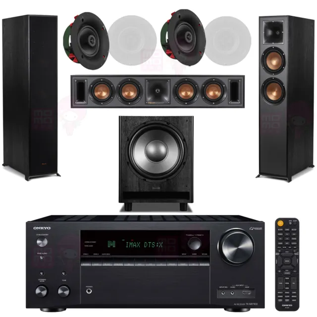 【ONKYO】TX-NR7100+R-625FA+R-34C+CS-16CII+MS-450(擴大機+主喇叭+中置+崁入式喇叭二對+重低音)