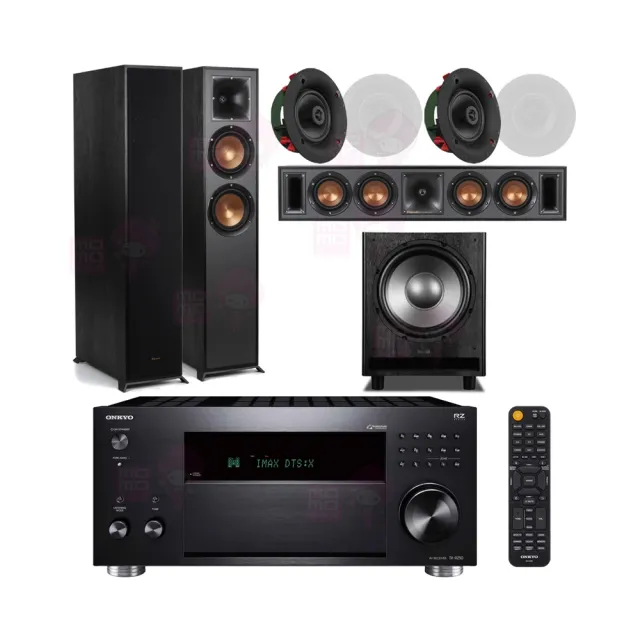 【ONKYO】TX-RZ50+R-625FA+R-34C+CS-16CII+MS-450(擴大機+主喇叭+中置+嵌入式喇叭二對+重低音)