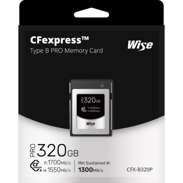 【Wise 裕拓】320G/GB 1700MB/S CFexpress Type B PRO 高速記憶卡(公司貨 CFX-B320P 適用Z9 1DX3 D6)