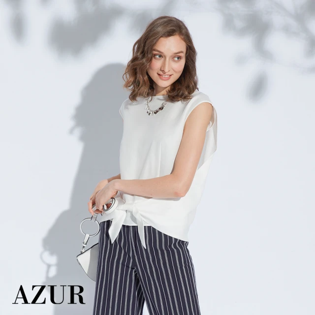 【AZUR】素色平口下擺綁帶上衣-2色