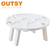 【OUTSY】便攜兩用輕巧摺疊野餐小桌分隔盤紅酒杯架(兩色可選)