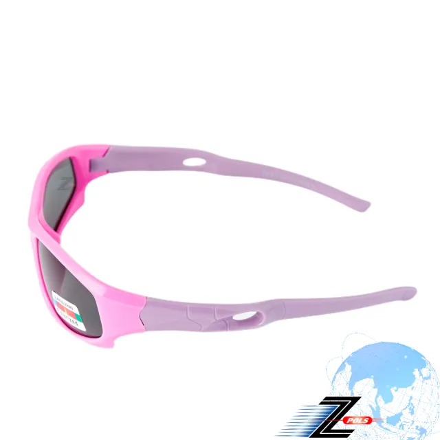 【Z-POLS】兒童專用矽膠軟質彈性壓不壞 Polarized寶麗來偏光太陽眼鏡81VA(粉紫質感偏光抗紫外線UV400)