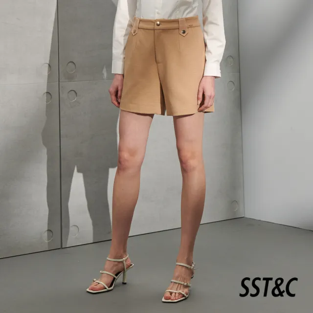 【SST&C】女裝 卡其色拼接設計款短褲8262204004(限時3折)