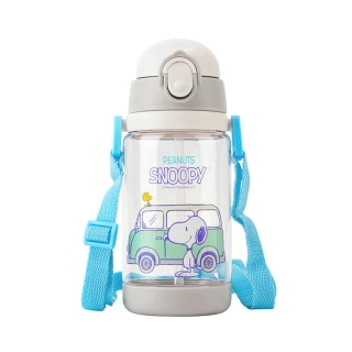 【SNOOPY 史努比】兒童吸管 直飲兩用背帶水壺 520ML 便攜寶寶 水杯