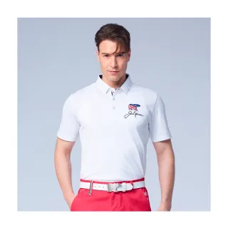【Jack Nicklaus 金熊】GOLF男款彈性素面美國熊吸濕排汗高爾夫球衫/POLO衫(白色)