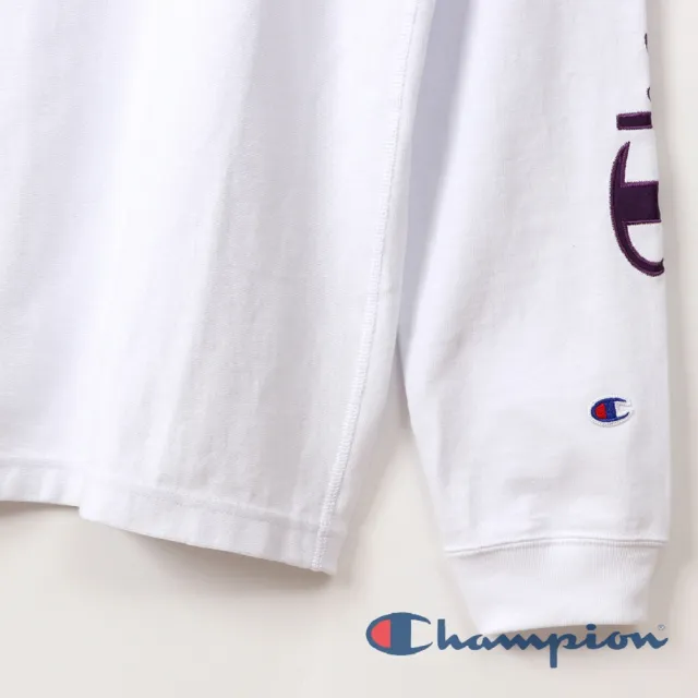 【Champion】官方直營-RW袖子草寫Logo長袖Tee-9.4oz-男(白色)