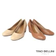 【TINO BELLINI 貝里尼】巴西進口復古典雅圓頭牛皮楔型跟鞋FSGV0001(棕)