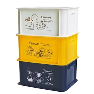 【小禮堂】Snoopy 迷你塑膠收納盒3入組 650ml  《白黃藍款》(平輸品)
