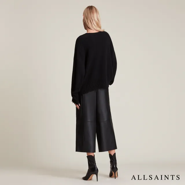 【ALLSAINTS】LEAH 上等純羊皮羊皮寬褲-黑 WL052T(舒適版型)