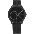 【Calvin Klein 凱文克萊】經典大LOGO 超薄 米蘭編織不鏽鋼手錶 鍍黑 40mm(K3M5145X)