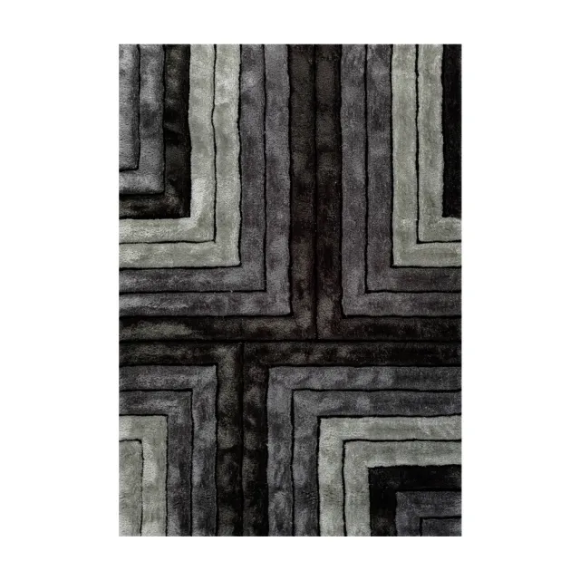 【山德力】立體長毛地毯-直角黑 240x340CM(大尺寸 設計師 客廳 臥室 灰黑白 保暖)