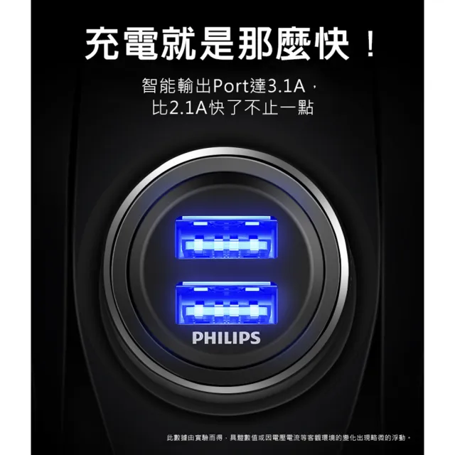 【Philips 飛利浦】DLP3520N 全金屬迷你車充(送A to C充電線125cm超值組)