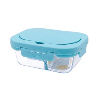 【RELEA 物生物】Taste耐熱玻璃雙分隔餐具保鮮盒1040ML(馬卡龍粉1040ml雙分隔)