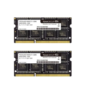 【TEAM 十銓】ELITE DDR3L 1600 16GBˍ8Gx2 1.35V CL11 筆記型記憶體