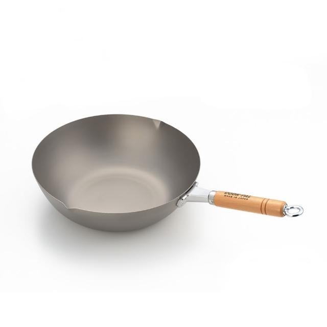 【吉來家】日本COOKPAL超輕純鈦炒鍋30cm★送不鏽鋼鍋鏟(完全無塗層／全鍋體純鈦製成)