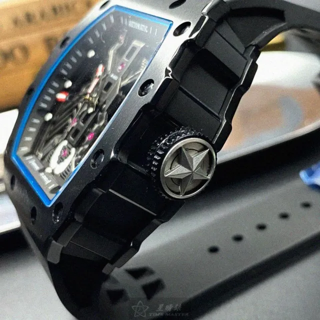 【Marvel 漫威】MARVEL漫威男錶型號MARV002(雙面機械鏤空錶面黑錶殼深黑色矽膠錶帶款)