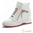 【Taroko】潮流英文側拉鍊高筒真皮內增高厚底休閒鞋(2色)