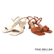 【TINO BELLINI 貝里尼】巴西進口時髦方頭一字帶繞踝高跟涼鞋FSLO0001(棕)